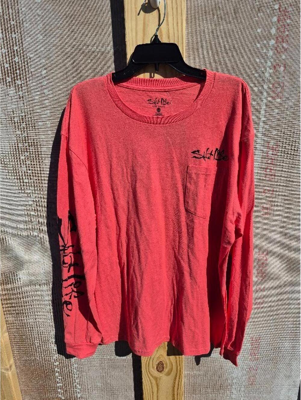 Salt Life Black XL Rare Tall New w/ Tags One Cast At a Time Fishing Shirt L/S - Picture 2 of 8